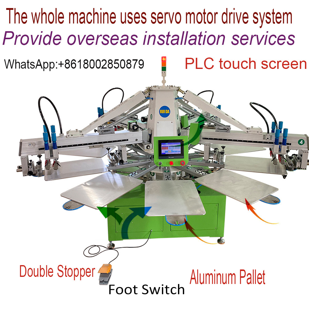 2023 newly designed automatic carousel octopus 3 color 10 stations screen printing machine