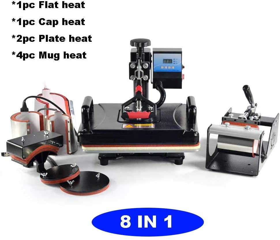 Ruida Heat Press 8 In 1 Single LCD Display Combo Heat Press Machine 8 In 1 Sublimation Printing