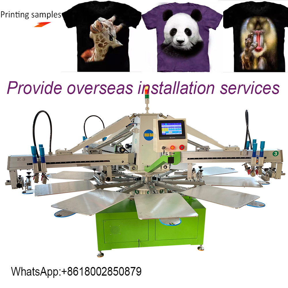 2023 newly designed automatic carousel octopus 3 color 10 stations screen printing machine