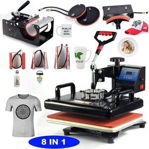 Ruida Heat Press 8 In 1 Single LCD Display Combo Heat Press Machine 8 In 1 Sublimation Printing