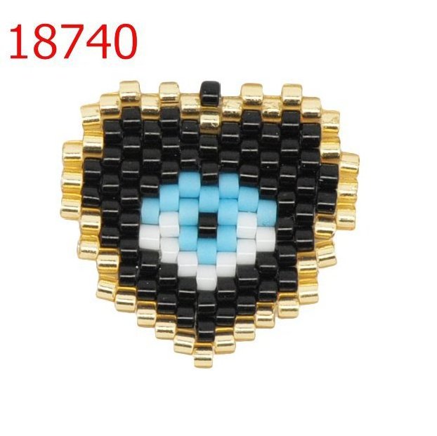 Japanese Miyuki beads woven heart pendant blue Turkish eye accessories