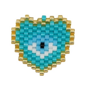 Japanese Miyuki beads woven heart pendant blue Turkish eye accessories