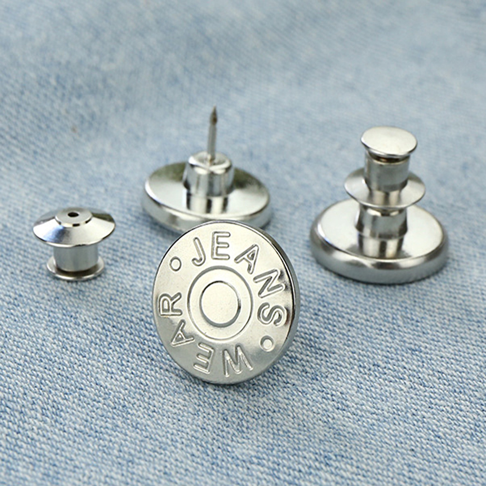 Custom 17mm No Sew Instant Metal Jean Tack Button Replacement Adjustable Pin Instant Jeans Button