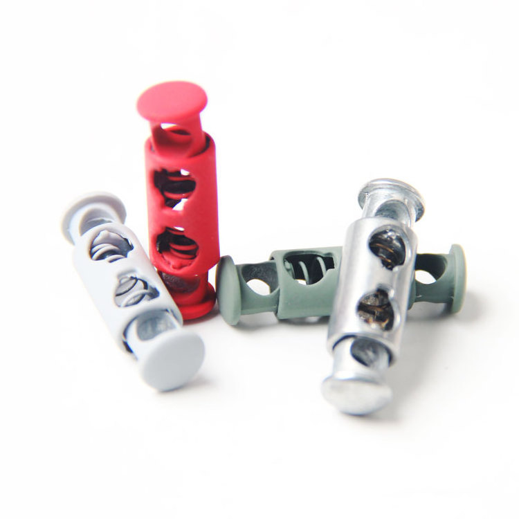 Custom painted metal two head spring stopper end double hole cord lock