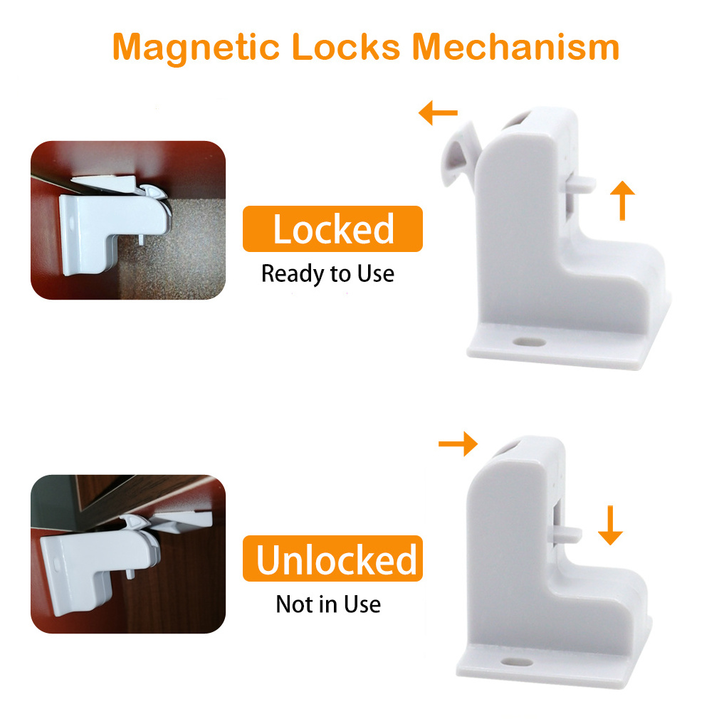 New 4locks 1key Baby proofing magnetic child safety lock for drawers strong adhesive magnet by safety drawer lock child