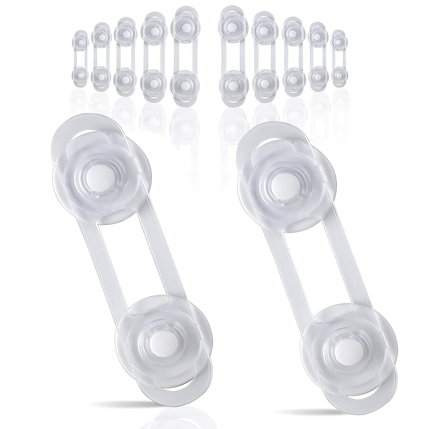 Transparent Baby Safety Strap Locks for Cabinets, Drawers, Fridge, Dishwasher, Toilet Seat, Closet, Oven  No drilling no tool