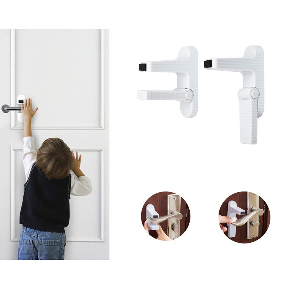 2-Pack child safety lock of door Prevents Toddlers from Opening Doors Easy One Hand Operation Extra Strong Adhesive