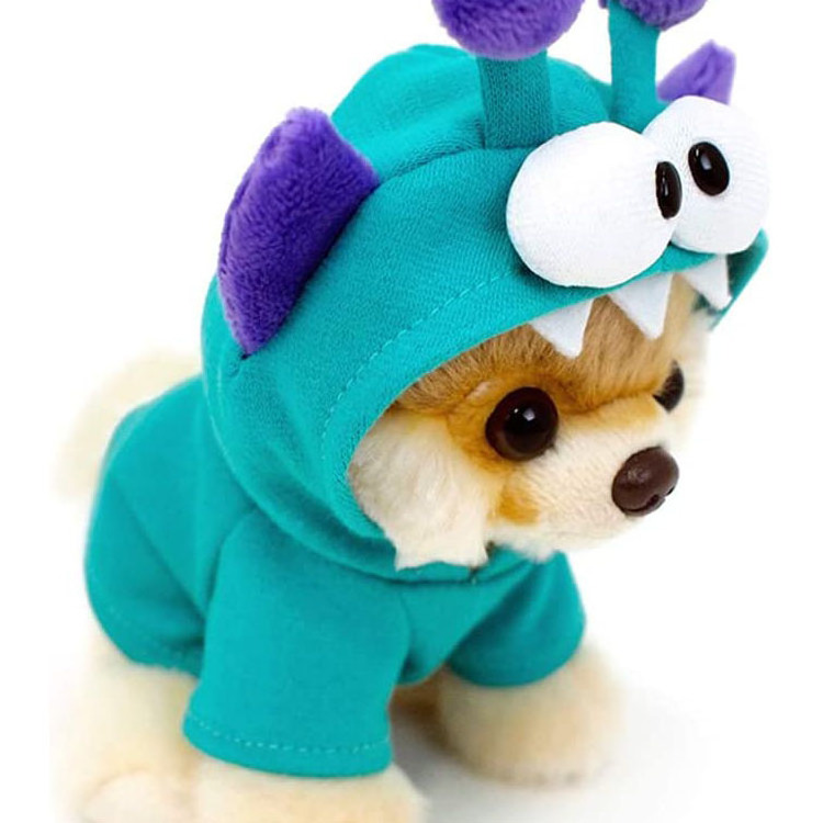 Factory wholesale Custom Cute Soft Dog in Blue Costume Stuffed Animals Plush Toys for Kids Gifts