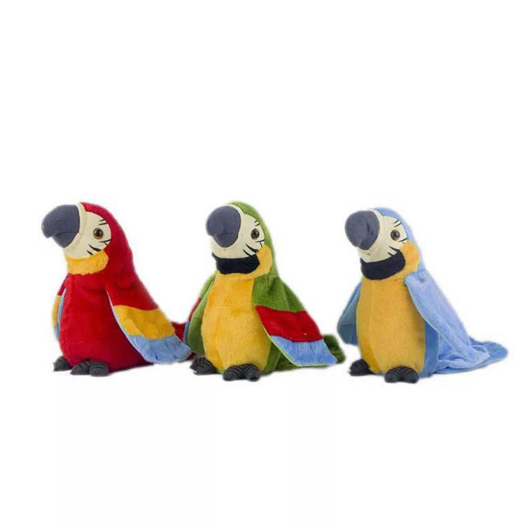 2022 Hot Sound Sensor Record Speaking Doll Plush Talking Back Parrot Soft Electrical Stuffed Animal  Toy