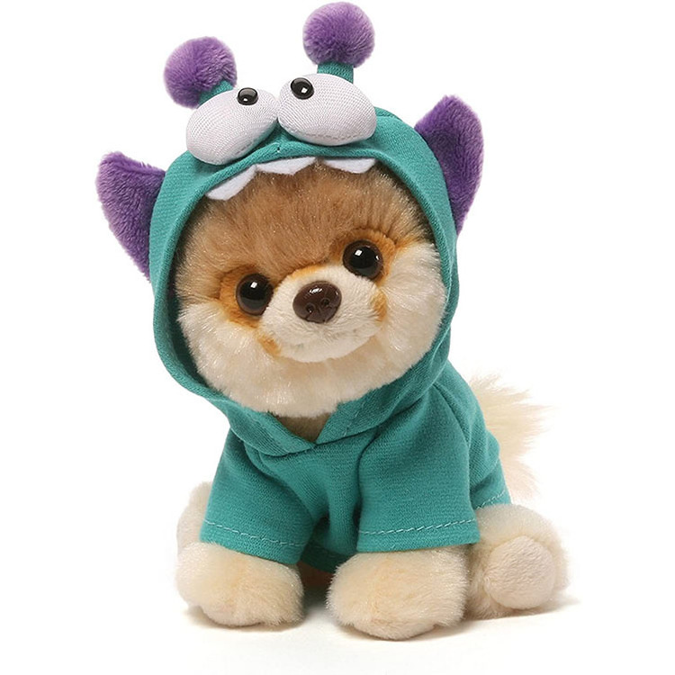 Factory wholesale Custom Cute Soft Dog in Blue Costume Stuffed Animals Plush Toys for Kids Gifts