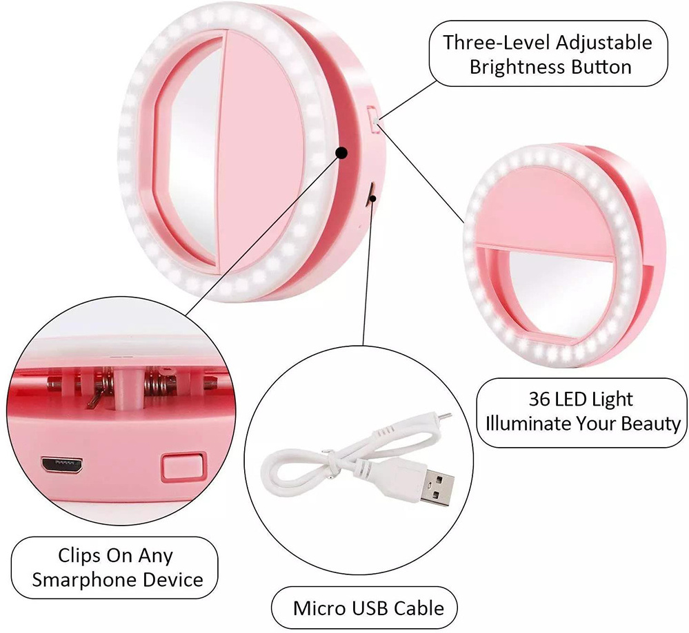 2023 Custom Selfie Ring Light For Mobile Phone Rechargeable Camera Mini Selfie Ring LED Light With 3 Modes Hot Selling