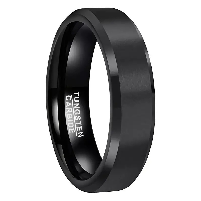 men's 6mm  Wholesale tungsten firefighter wedding rings  ip black plated tungsten carbide minimal jewelry ring