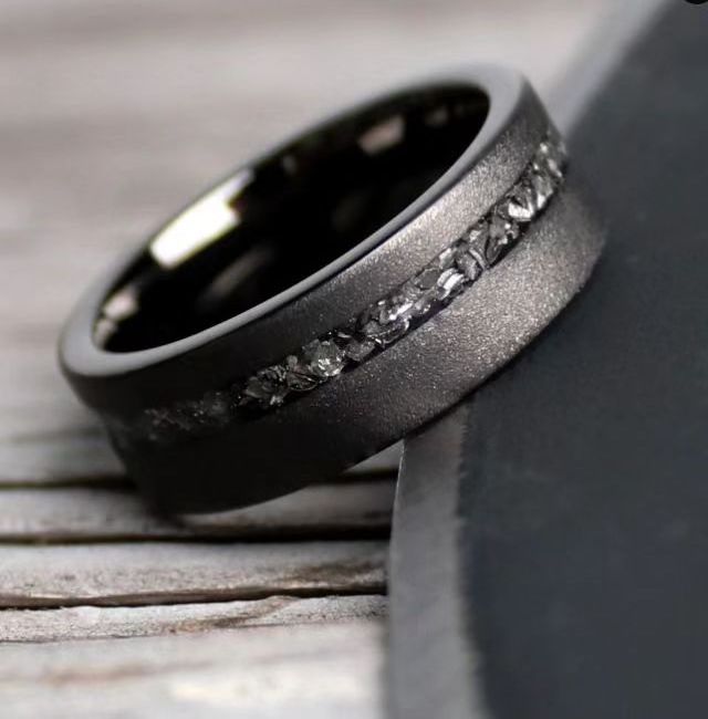 OBE new arrival hot selling men  ip black plated tungsten carbide ring