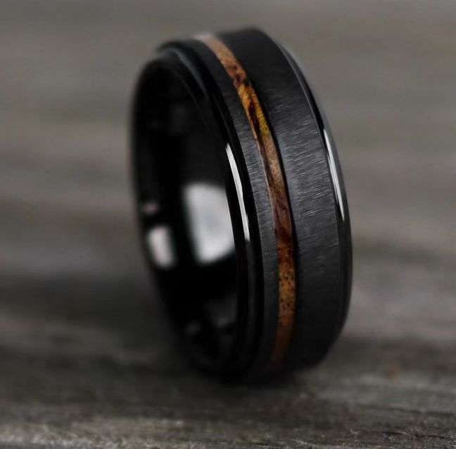 OBE new arrival hot selling men  ip black plated tungsten carbide ring