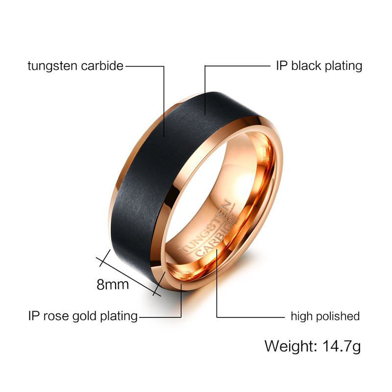 2021 OBE brand New arrival  jewelry Fashionable  High Quality 8mm ring wide tungsten black carbide ring men