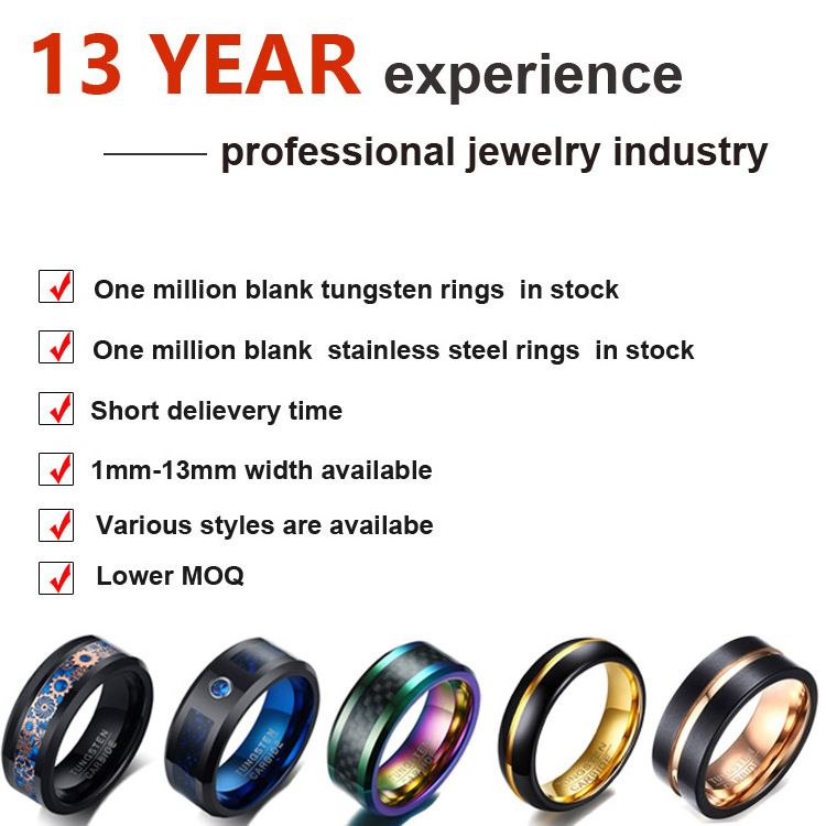 OBE jewelry 8mm Wholesale Beveled Edges  black and rose gold tungsten ring for mens tungsten and diamond wedding bands