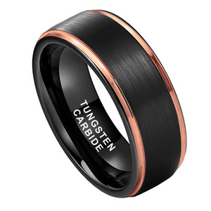 OBE jewelry Factory Wholesale  8mm ip black  plated  diamond tungsten carbide ring