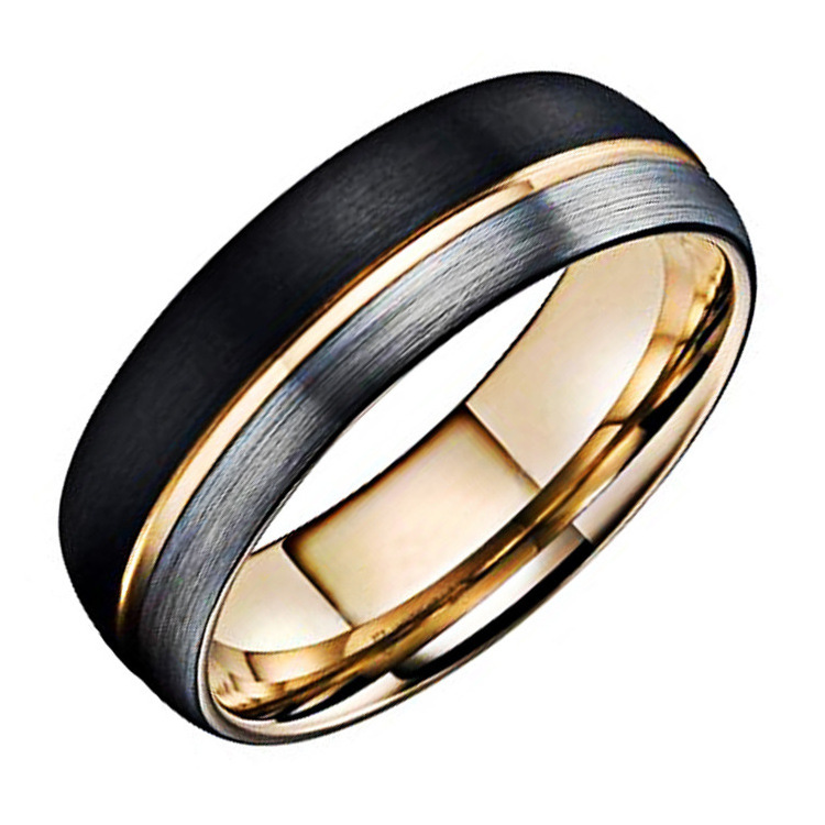 OBE jewelry 8mm Wholesale Beveled Edges  black and rose gold tungsten ring for mens tungsten and diamond wedding bands