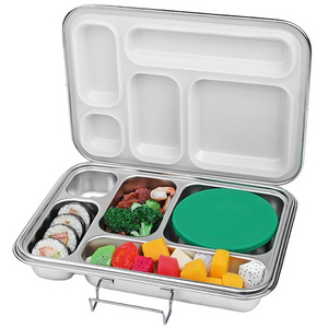 Aohea Multiple Size stainless steel food storage container large  lunch  bento box food storage box round metal food container