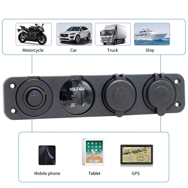 12V 4.2A Dual USB PD Charger Socket Truck Car Power Outlet LED Lighted Marine Switch Panel