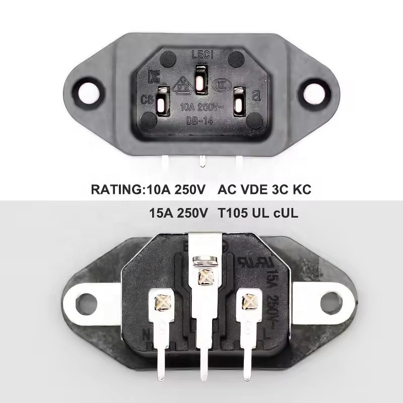 IEC320 power socket 30V 10A 15A inlet right angle 3pin screw AC socket receptacle with SPTE