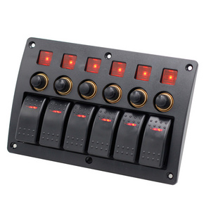 12v DC 6 Gang Toggle Control Panel 10/20A Waterproof Boat Marine Rocker Switch Panel With 5a 10a 15a Circuit Breaker