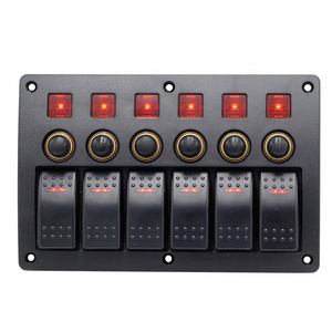 Waterproof  6 Gang Circuit LED Car Marine Boat Rocker Switch Panel With Circuit Breaker