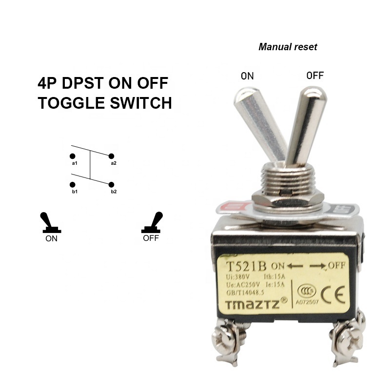 15A 250V 20A 125V AC ON/OFF 2 Position T521B DPST Heavy Duty Rocker Toggle Switches