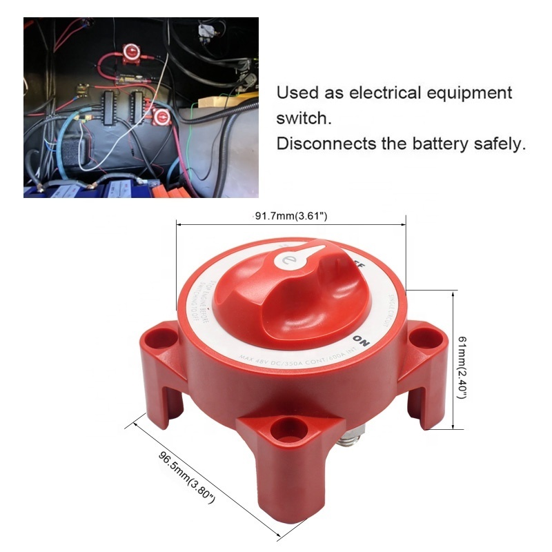 Waterproof 32V 350A RED Battery Switch Selector 4 Position Terminal Battery Cable Switch for Motorhomes