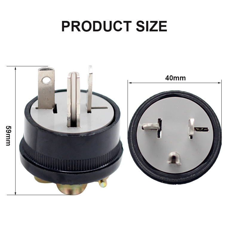 3 Wire Nema 5-20 20A 250V AC Grounding Plug Right Angle male Electrical Replacement Plug