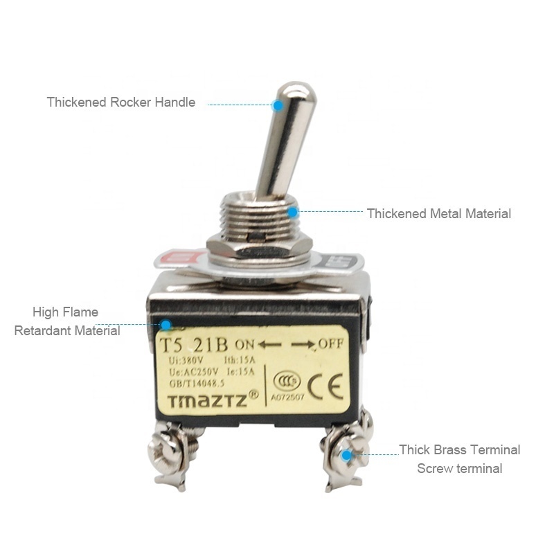 15A 250V 20A 125V AC ON/OFF 2 Position T521B DPST Heavy Duty Rocker Toggle Switches