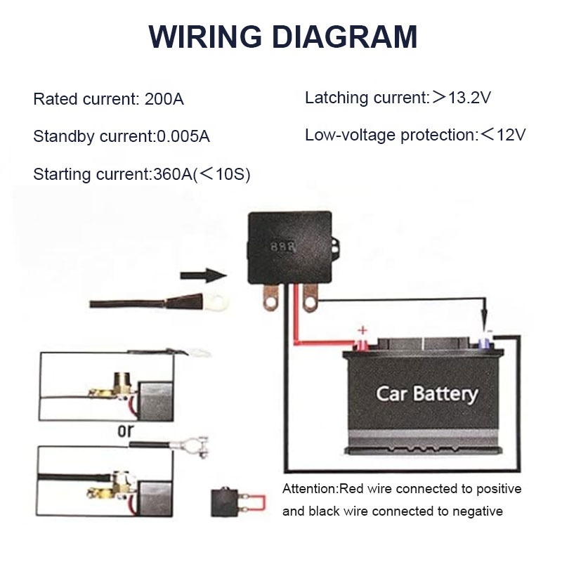 Battery Relay Switch 12V 240A Battery Disconnect Switch Led Voltmeter Remote Control Relay Switch with 2 Wireless Control Fobs