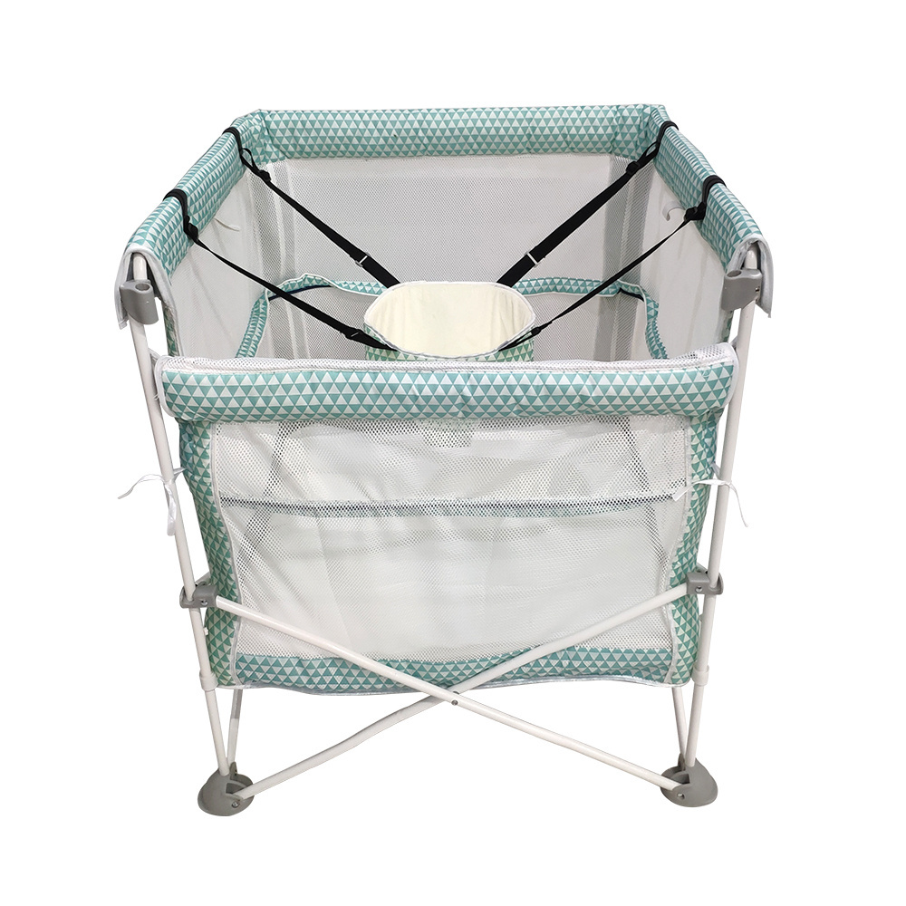 Nice Quality Foldable Baby Crib Flat Comfortable Kid Stroller With Swing Design  Cot Attached Adult Bed