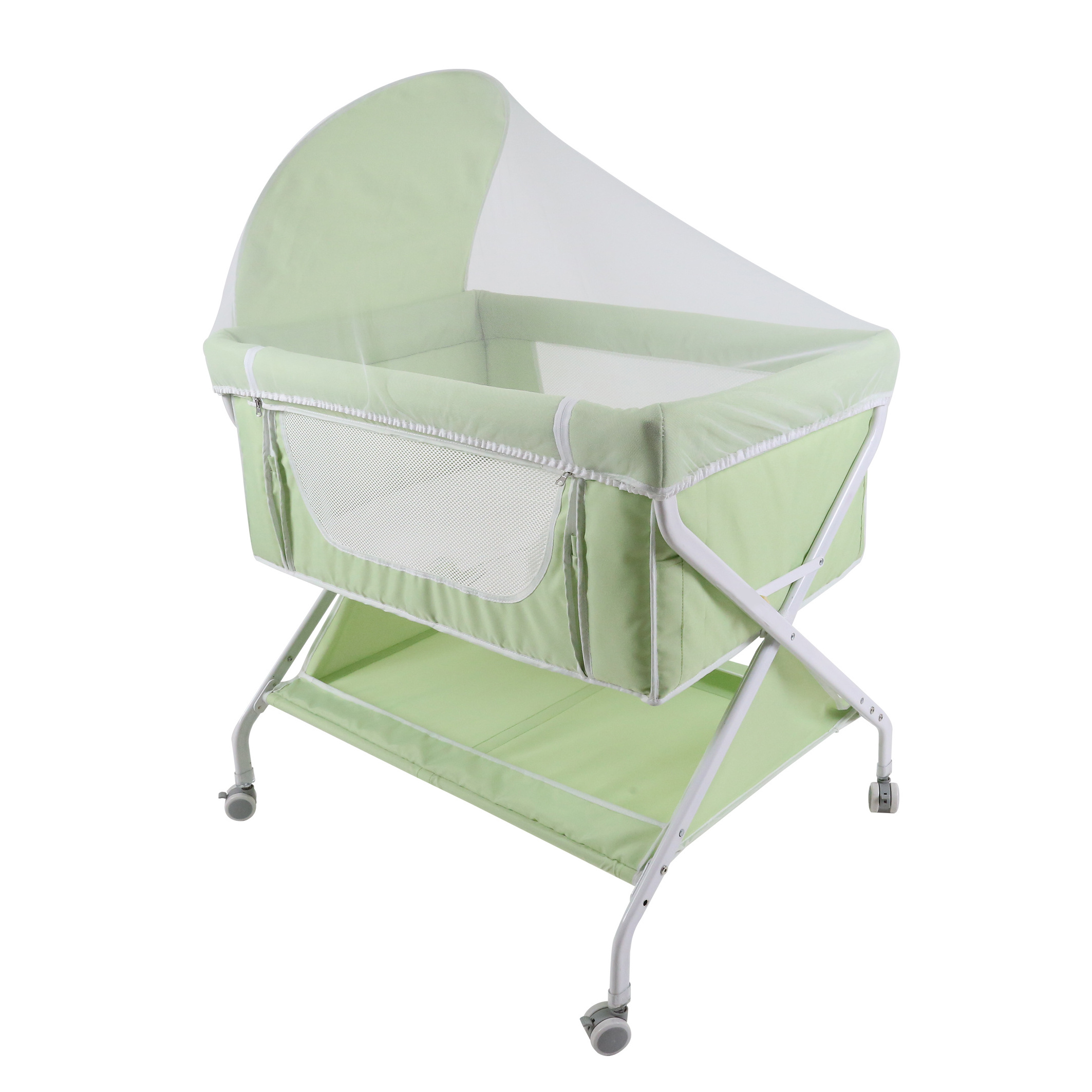 Baby Cradle Baby Bed Sturdy X Frame Light Weight Compact Folding Metal Chinese Steel Baby Crib