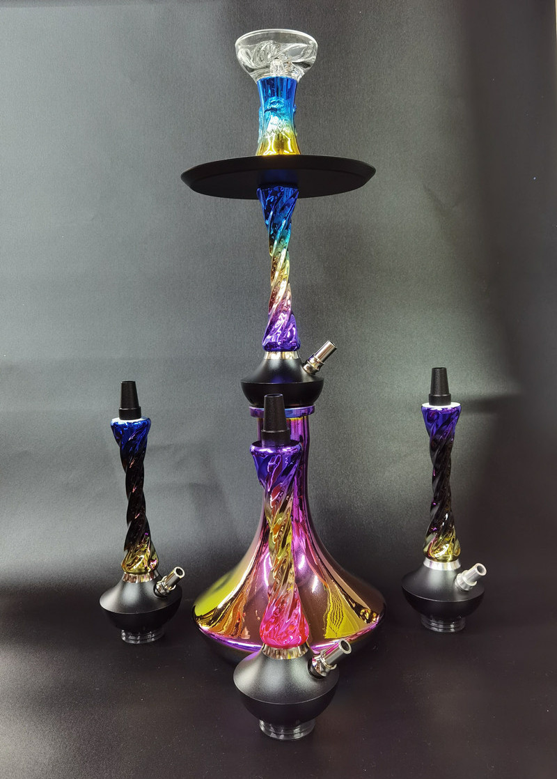 Factory Rainbow Color Big Shiaha Hookah Araba Nargile Gradient Color Aluminum Alloy Shisha Hookah