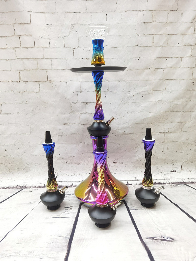 Factory Rainbow Color Big Shiaha Hookah Araba Nargile Gradient Color Aluminum Alloy Shisha Hookah