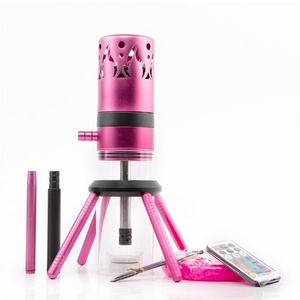 Unique Design Pink Hookah ShiSha Sets Tripod Wholesale Hookah Led Lighting Round Portable Hookah ShiSha