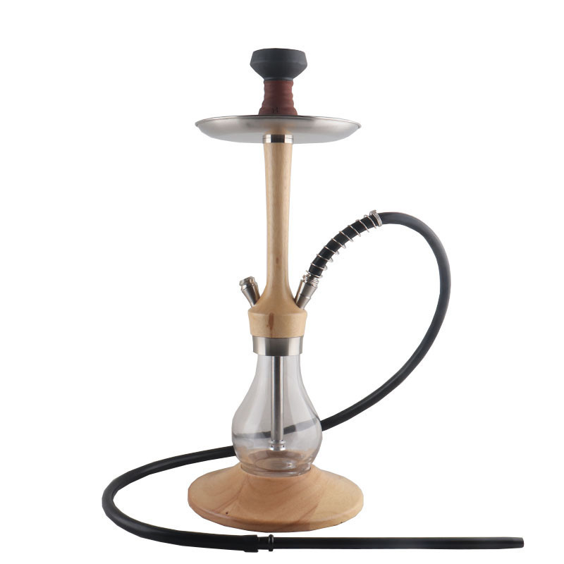 Factory Hookah In Stock New Design Glass Hookah Sheesha Wooden Shisha With Wood Pallet Complete Hookah Set With Smoking Pipe