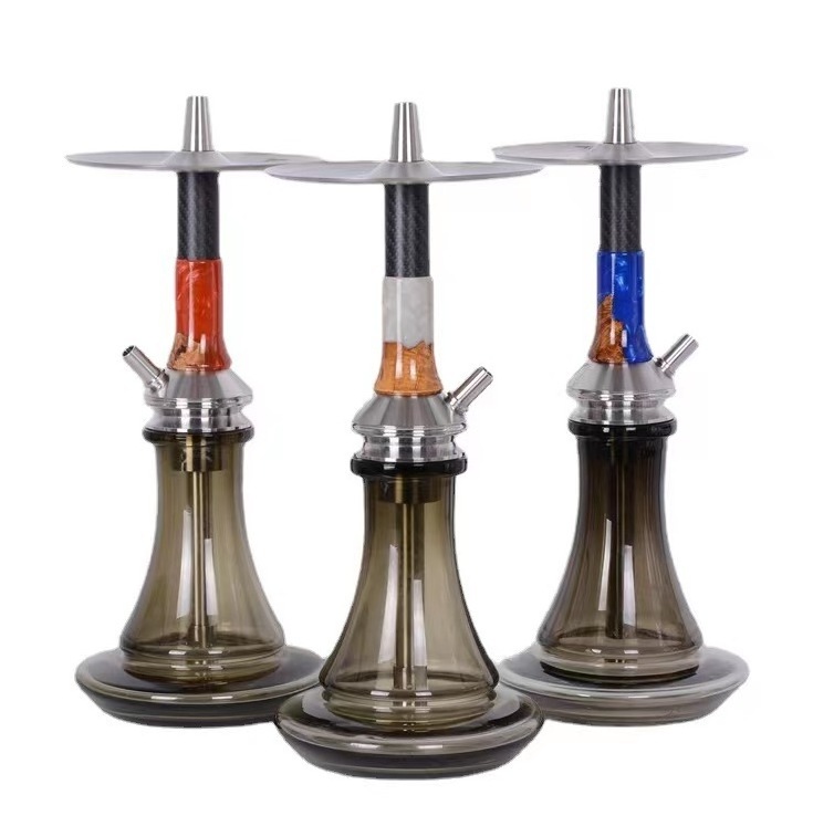 Wholesale Large Shisha Hookah Set Rubber Pipe German Resin Stainless Steel Narguile Glass Bottle Gravity Shisha Hookah