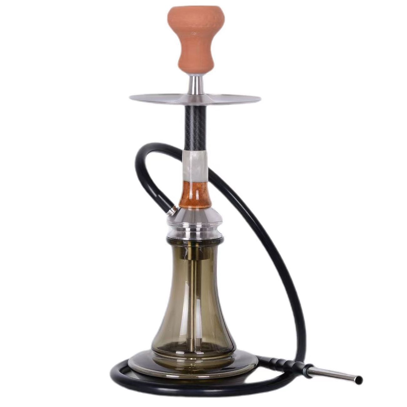 Wholesale Large Shisha Hookah Set Rubber Pipe German Resin Stainless Steel Narguile Glass Bottle Gravity Shisha Hookah