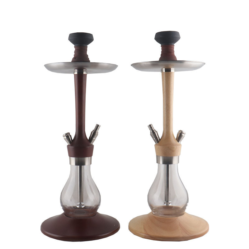 Factory Hookah In Stock New Design Glass Hookah Sheesha Wooden Shisha With Wood Pallet Complete Hookah Set With Smoking Pipe