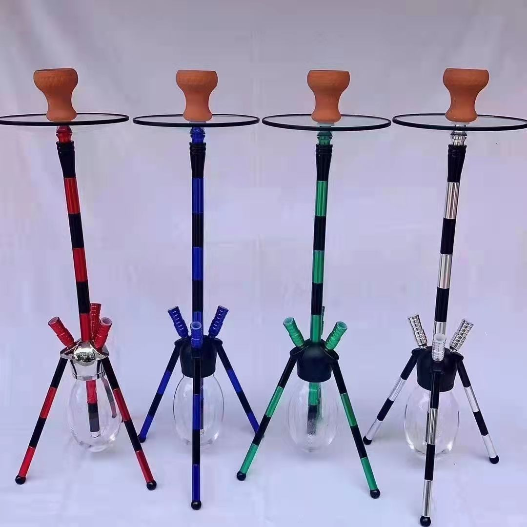 Hot Sale Shisha Set Aluminum Alloy Shisha Hookah 3 Hoses Tripod Large Hookah Sheesha Set for Bar