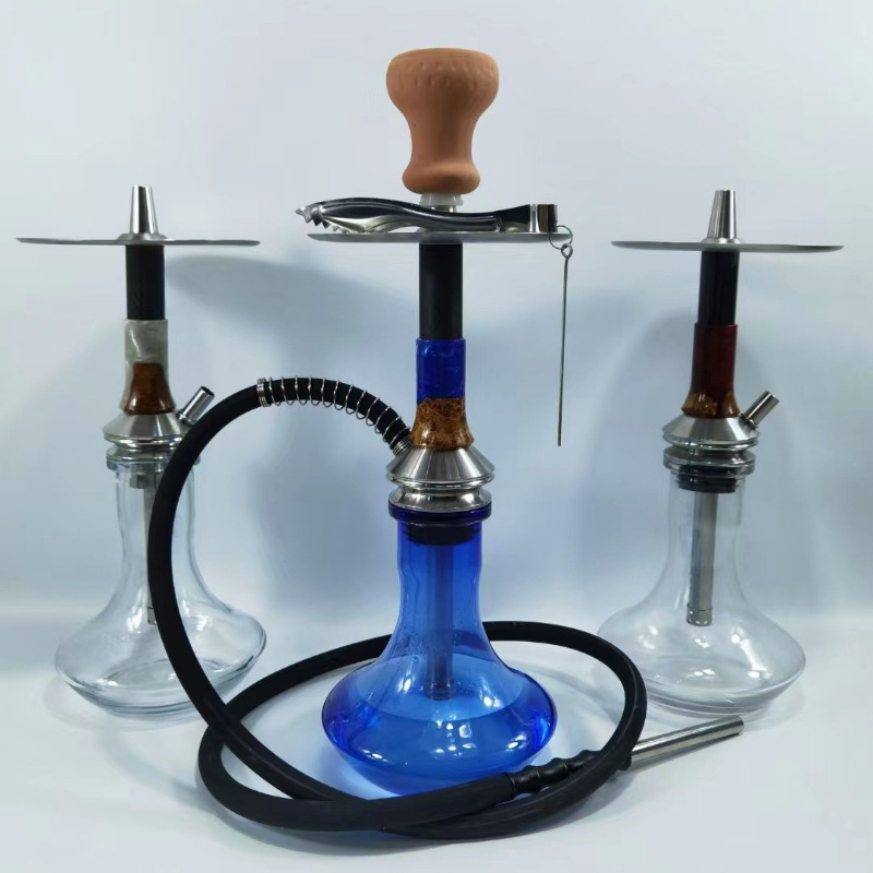 Wholesale Large Shisha Hookah Set Rubber Pipe German Resin Stainless Steel Narguile Glass Bottle Gravity Shisha Hookah