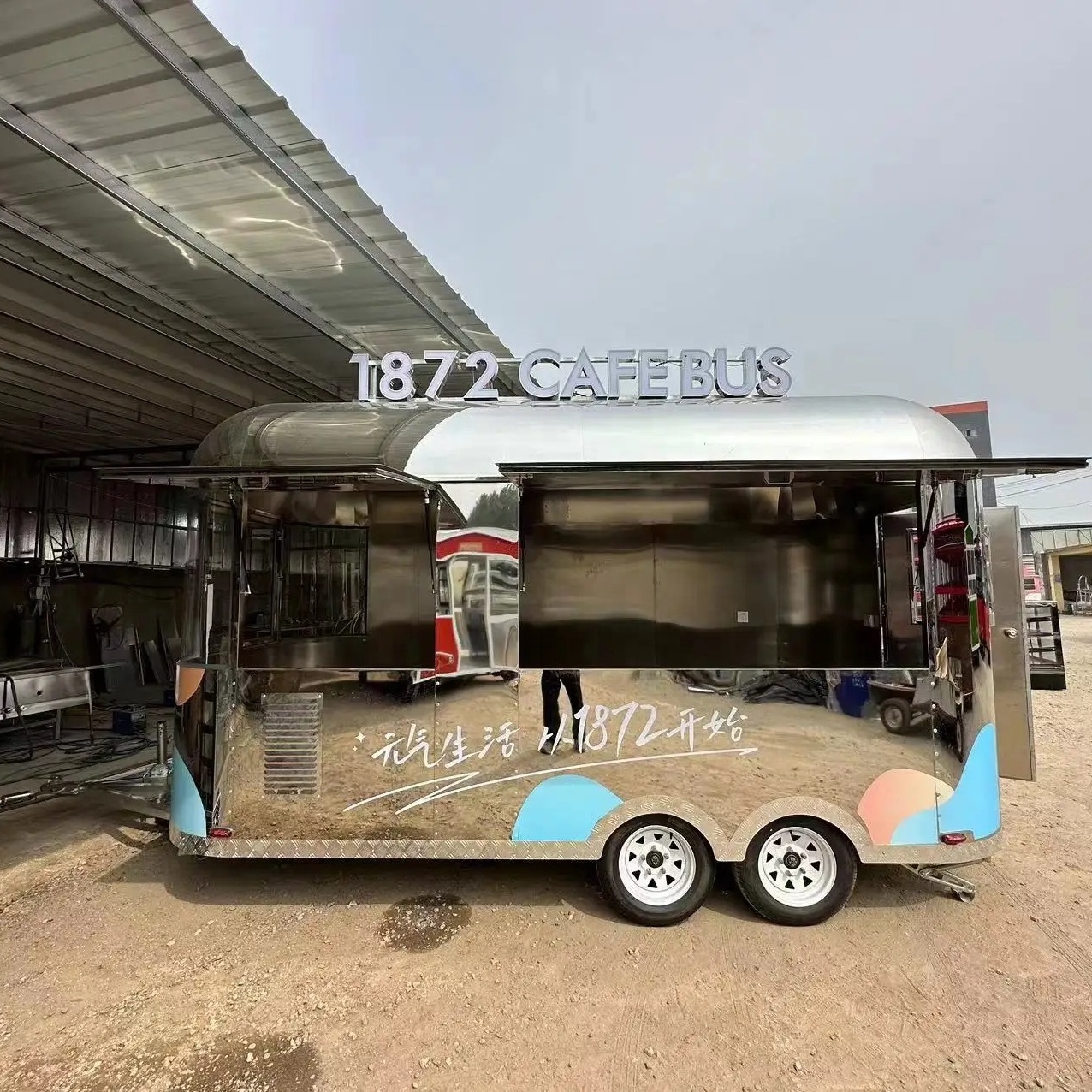 Stainless Steel hot dog small coffee ice cream vending cart restaurant mobile fast Airstream food trailer truck for sale