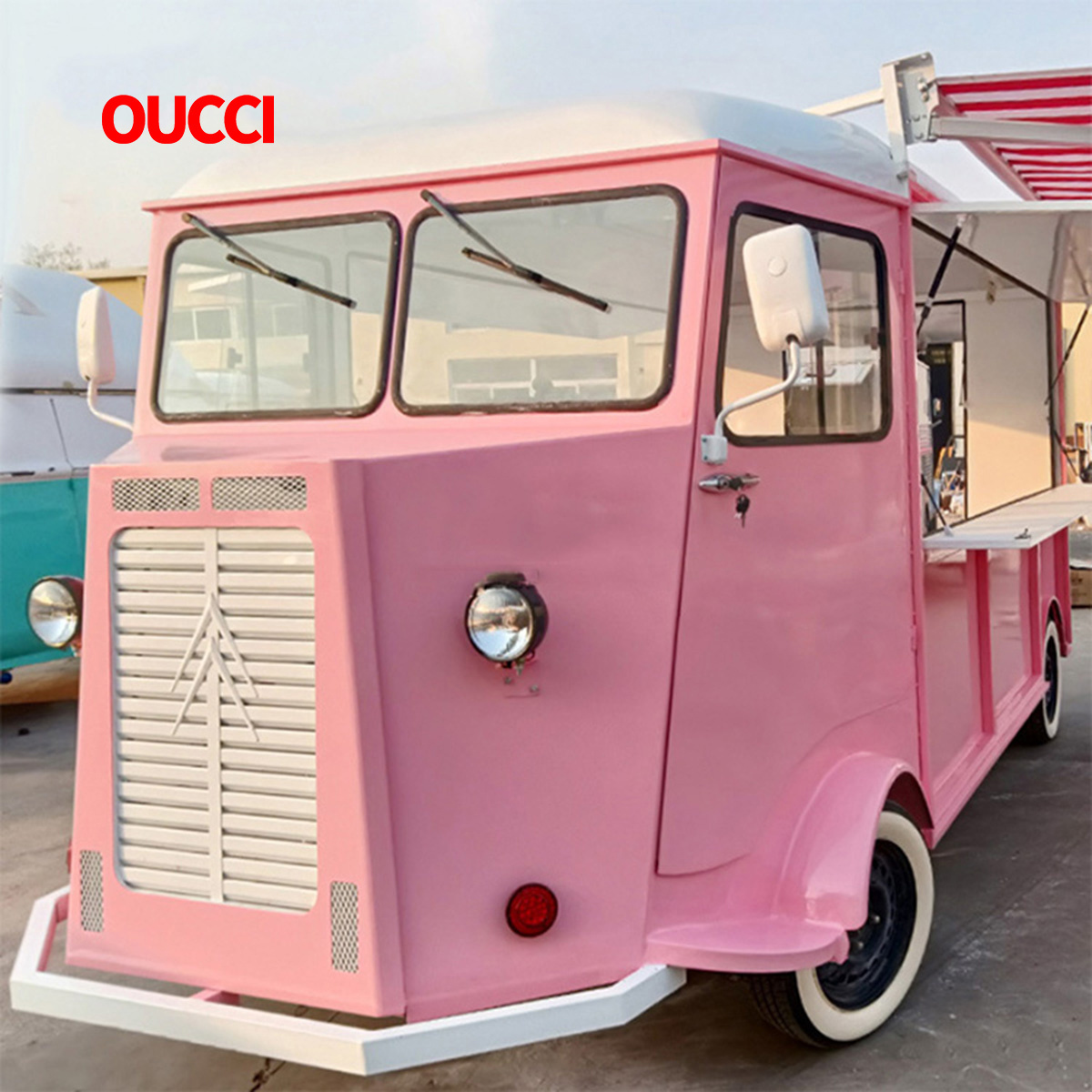 Affordable fully equipped used mobile salon food truck pink hot dog stand for frozen yogurt