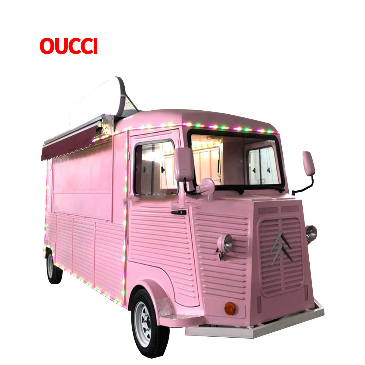 Affordable fully equipped used mobile salon food truck pink hot dog stand for frozen yogurt