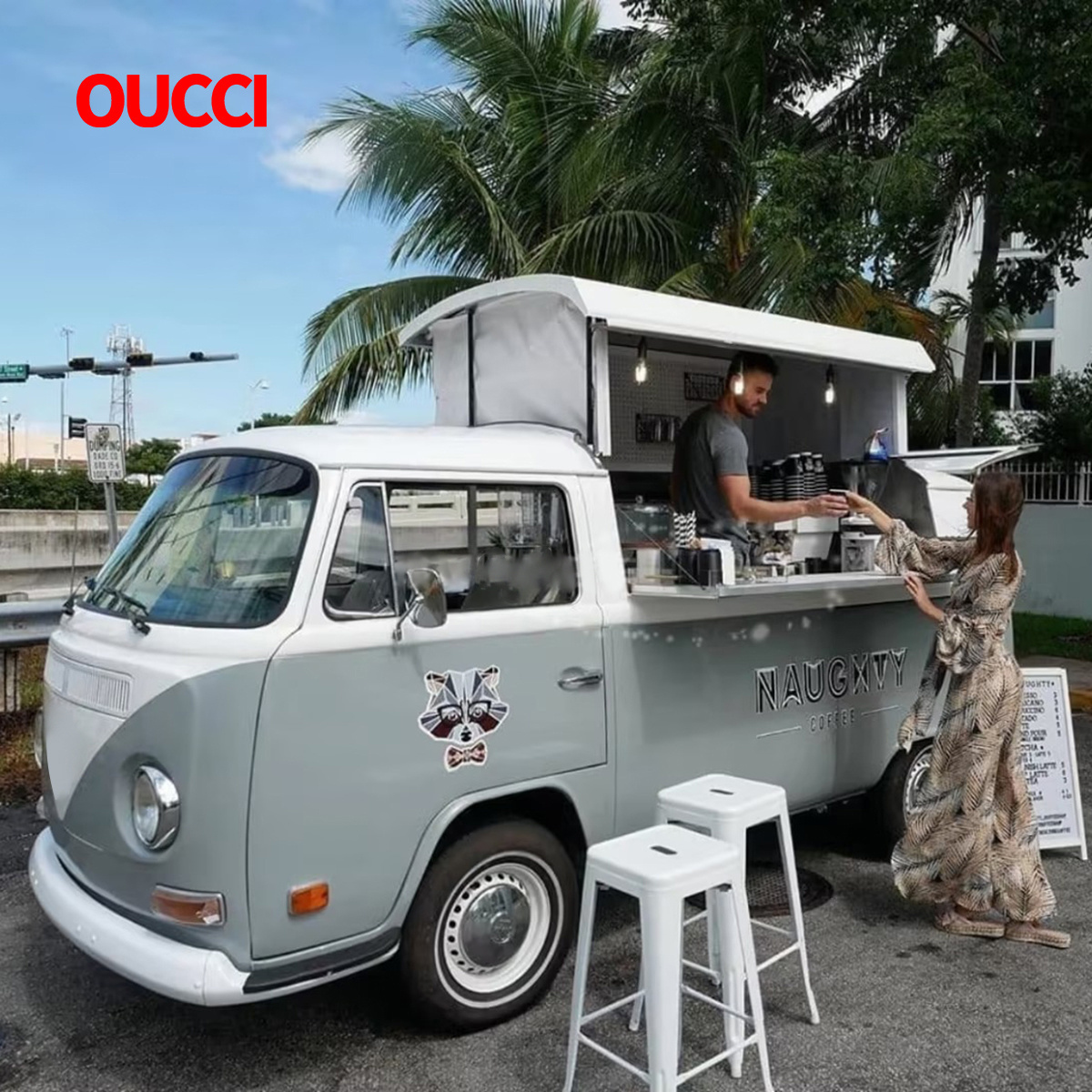 Beach-Themed Food Truck Hamburger Coffee Ice Cream Cart for Events and Parties