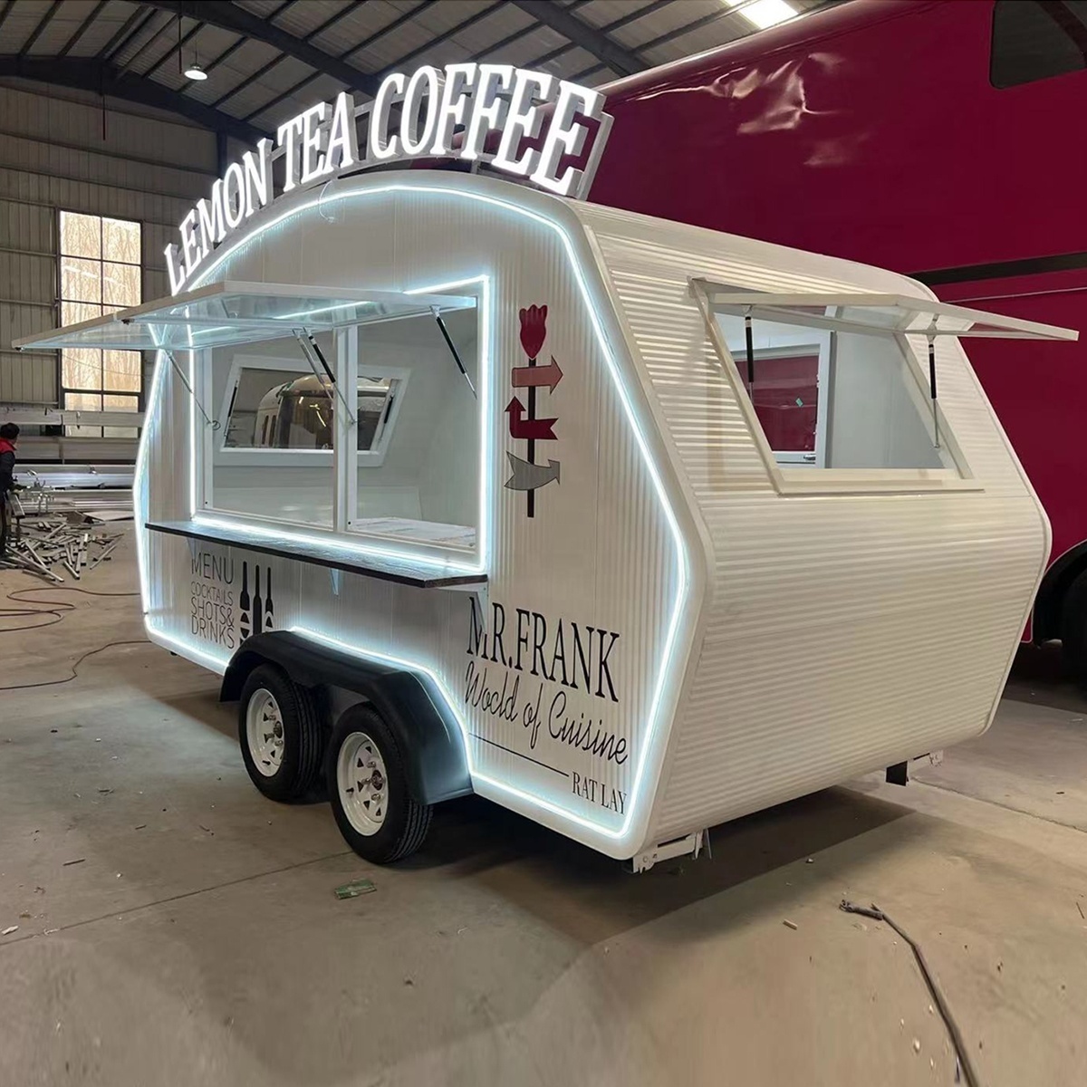 New White Cafe Window Food Trailer Cart 8Ft 13Ft 16Ft for Restaurant and Home Use for Bakery and Fast Food Truck