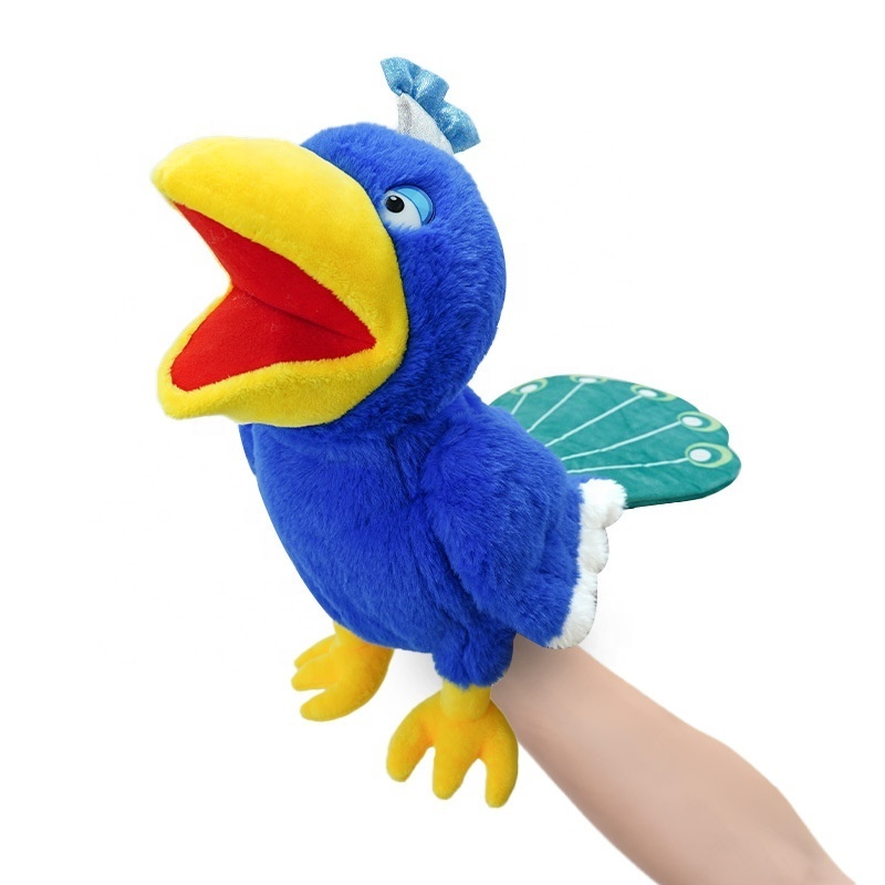 Stuffed Plush Parrot Hand Puppets Toy Cartoon Plush Bird Animal Glove Doll Story Telling Puppets Role Play Toy Puppet