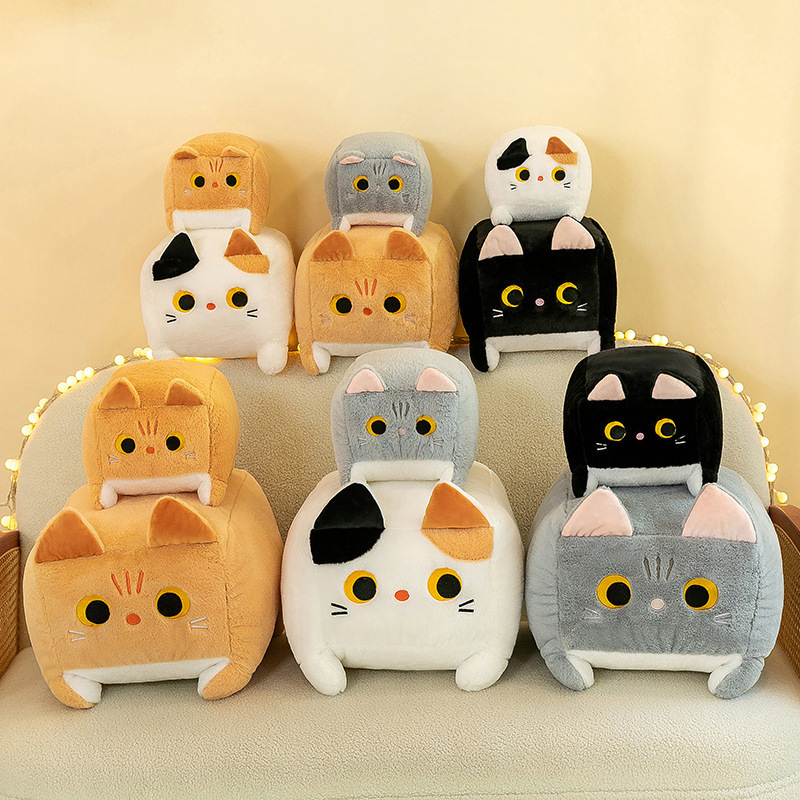 Wholesale Multiple Size Ornaments New Square cat stuffed animal plush dolls Tiny cute square kitten Children's play plush toys